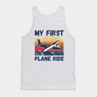 My First Plane Ride, Retro Vintage Sunset Airplane Tank Top